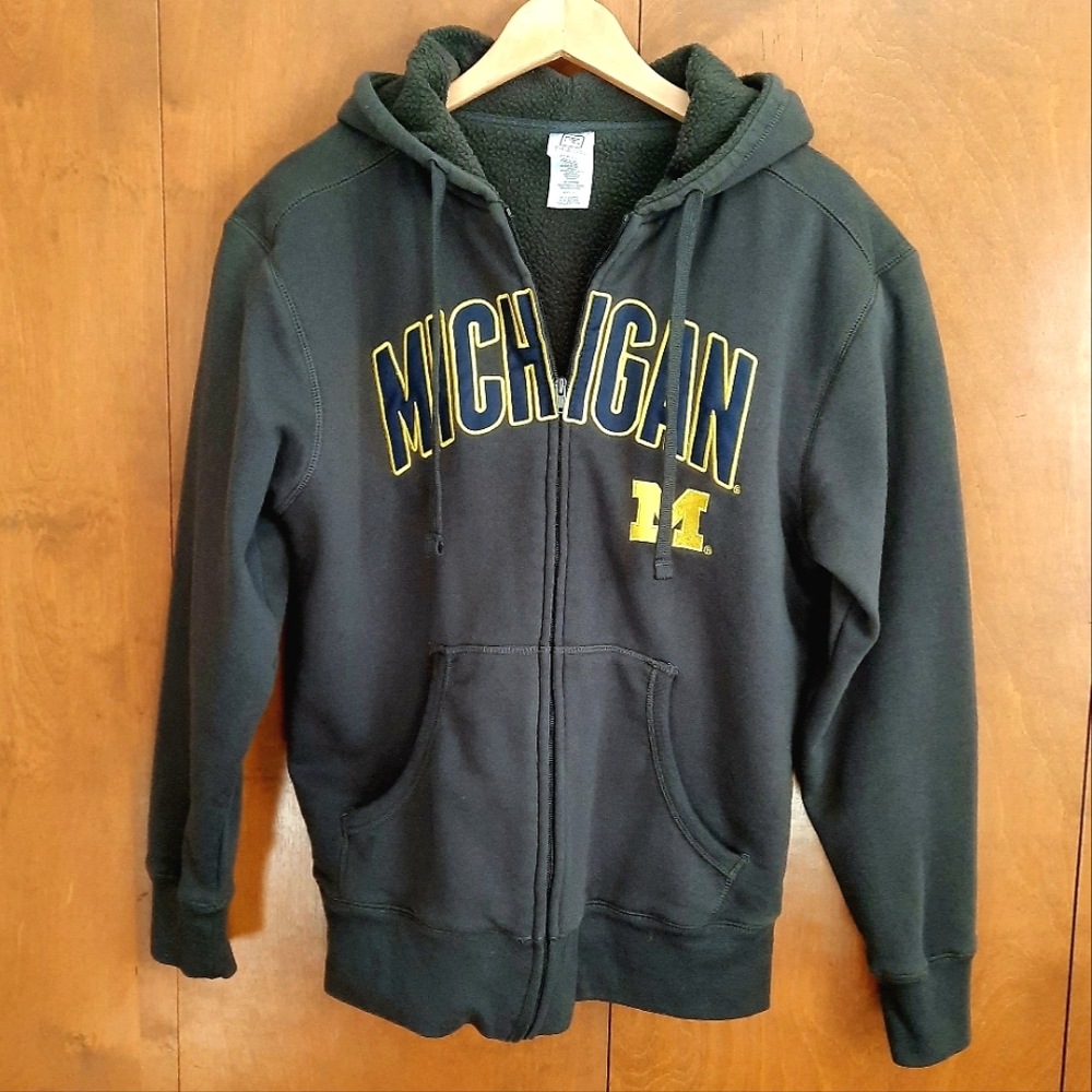 Michigan Faux Shearling lined Hoodie Men's Size M